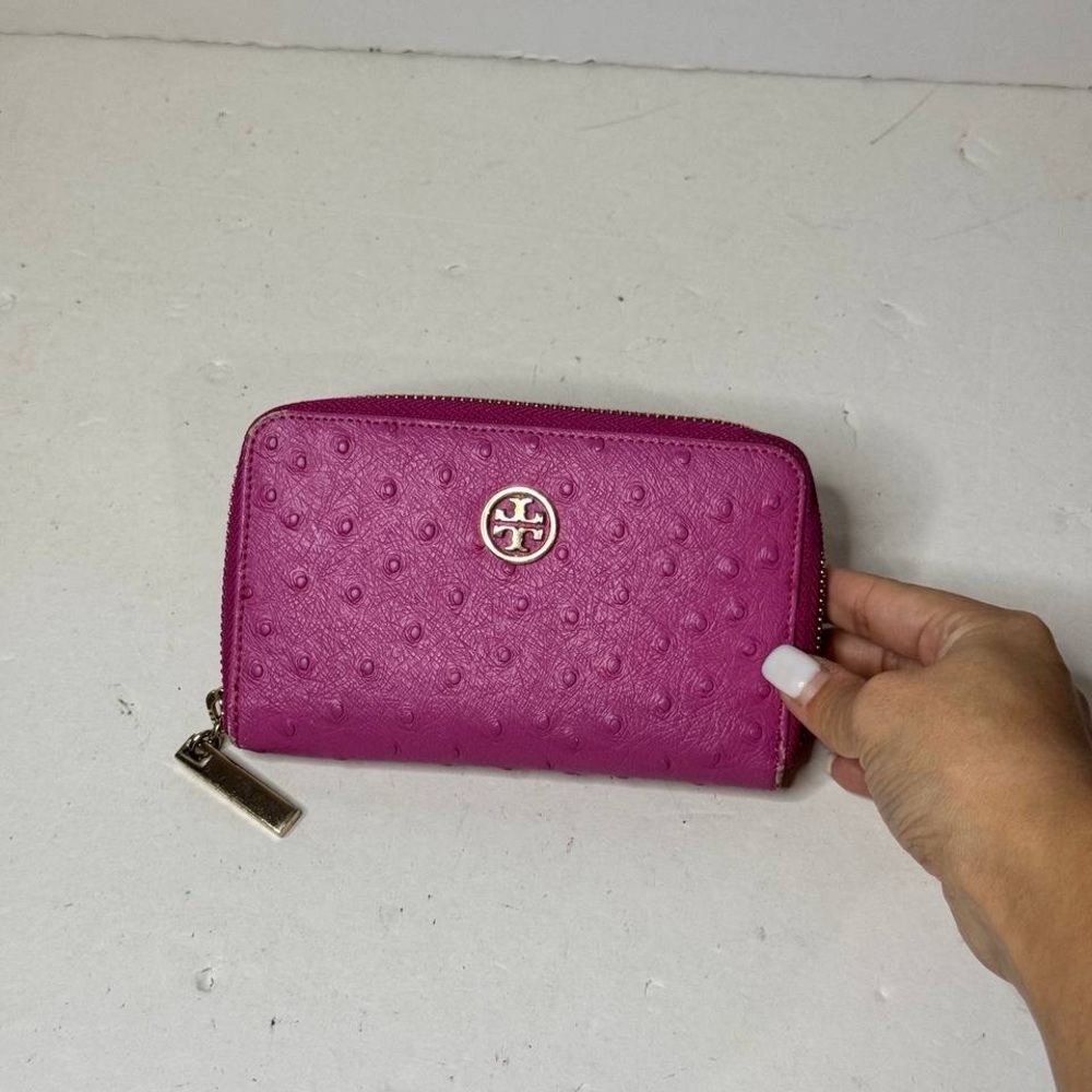 Tory Burch Pink Leather Ostrich Wallet